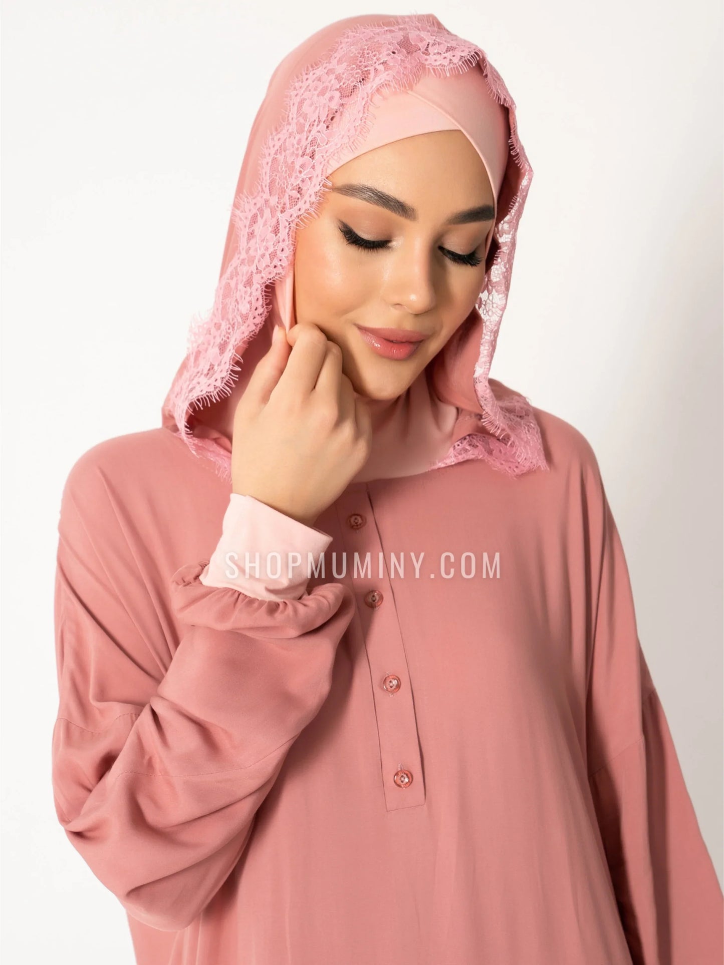 Hooded One-Piece Prayer Dress: Rosey Bliss - Handmade Hooded One-Piece Prayer Dress from Muminy