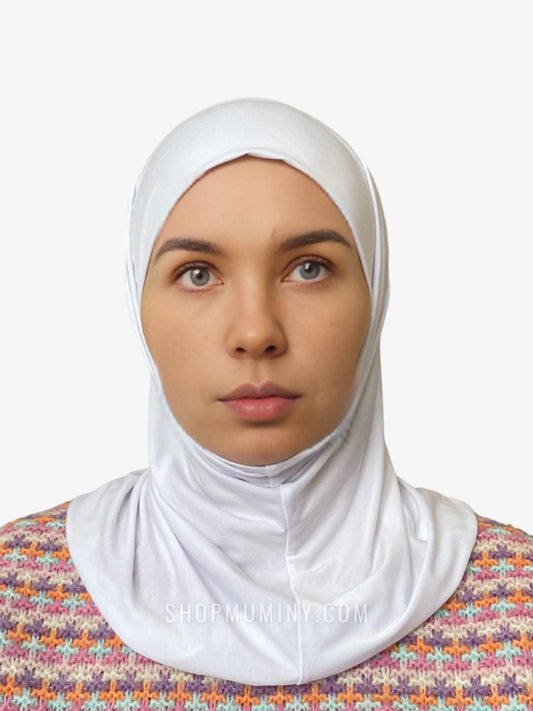 One-Piece Instant Jersey Hijab: Pearl White - Handmade One-Piece Instant Jersey Hijab from Muminy