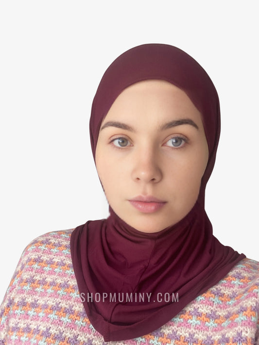 One-Piece Instant Jersey Hijab: Royal Burgundy - Handmade One-Piece Instant Jersey Hijab from Muminy