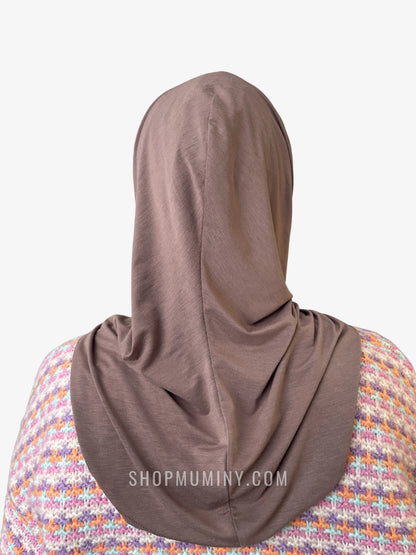 One-Piece Instant Jersey Hijab: Mocha Brown - Handmade One-Piece Instant Jersey Hijab from Muminy