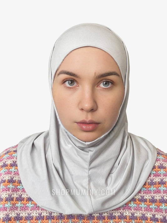 One-Piece Instant Jersey Hijab: Dove Grey - Handmade One-Piece Instant Jersey Hijab from Muminy