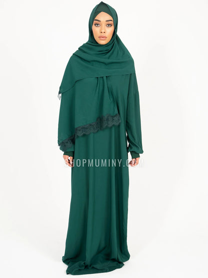 One-Piece Prayer Dress With Scarf: Ivy Charm - Handmade One-Piece Prayer Dress With Scarf from Muminy