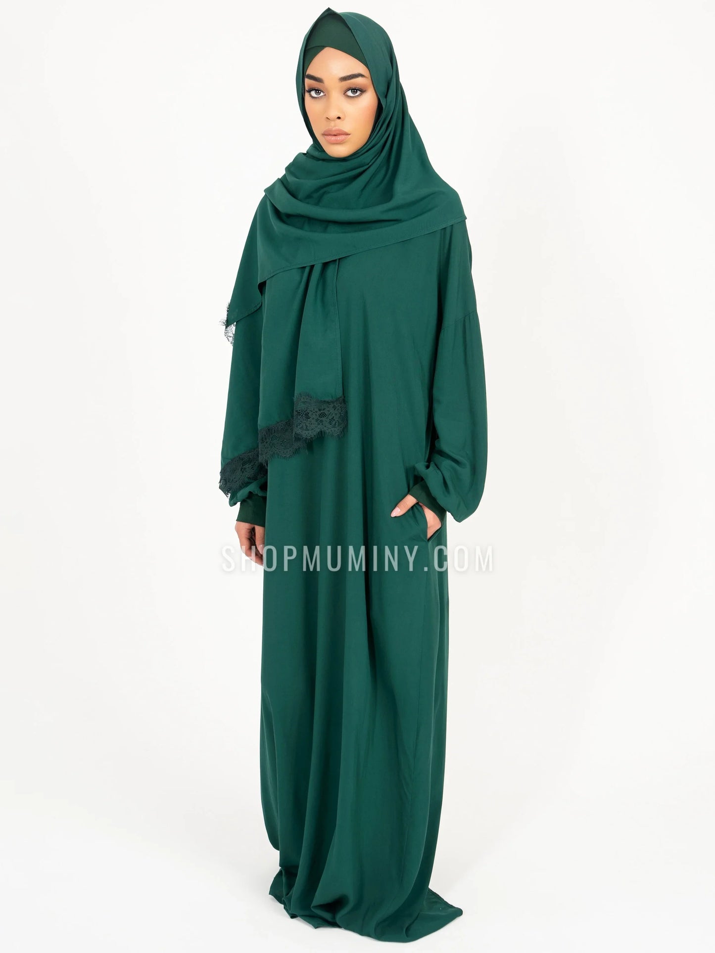 One-Piece Prayer Dress With Scarf: Ivy Charm - Handmade One-Piece Prayer Dress With Scarf from Muminy