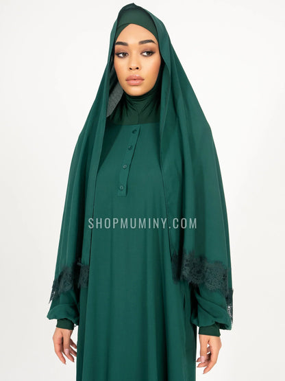 One-Piece Prayer Dress With Scarf: Ivy Charm - Handmade One-Piece Prayer Dress With Scarf from Muminy