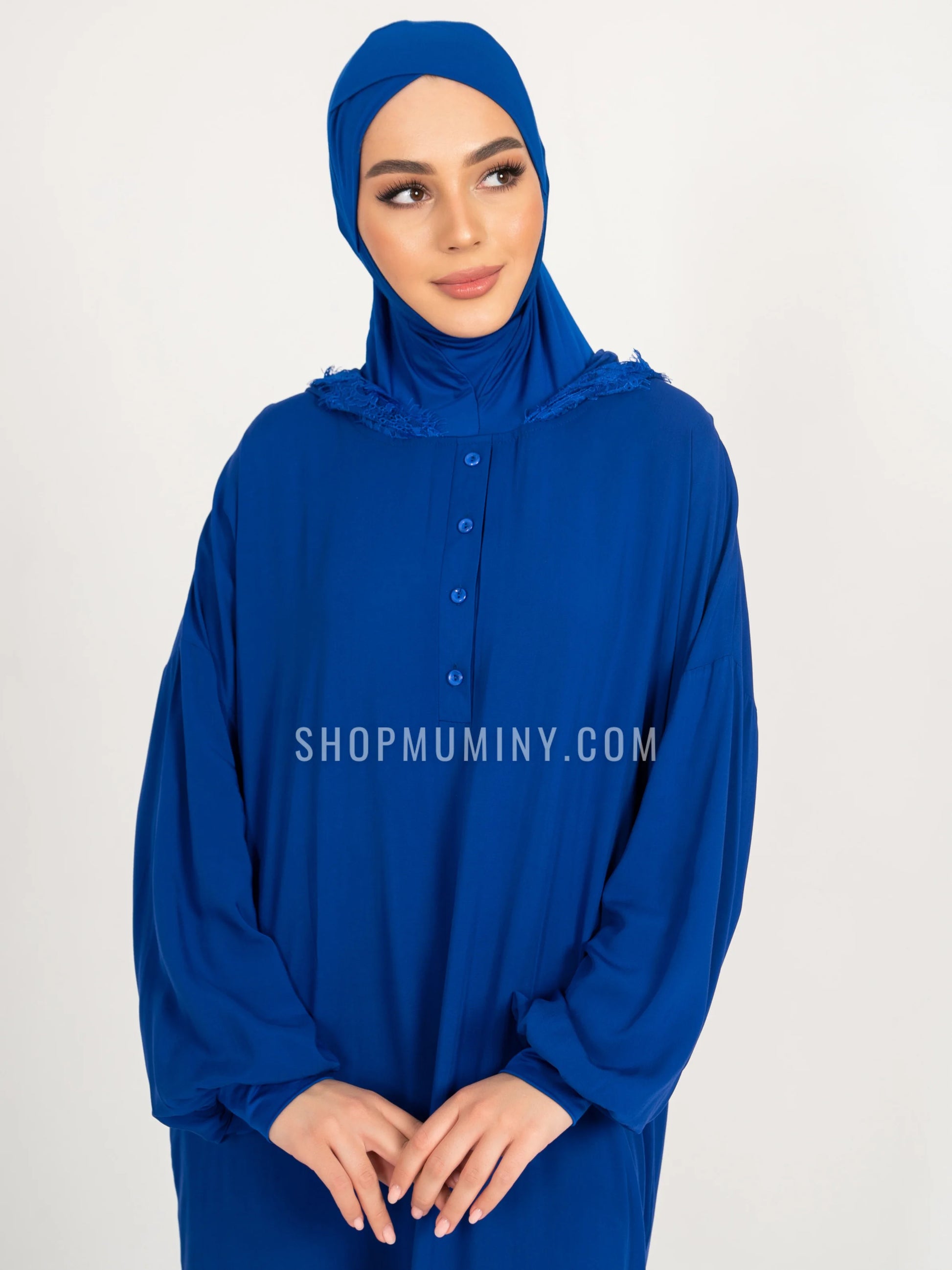 Hooded One-Piece Prayer Dress: Royal Sapphire - Standard Size / Dark Blue Hooded One-Piece Prayer Dress: Royal Sapphire - Standard Size / Dark Blue