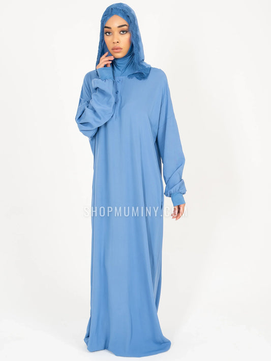 Hooded One-Piece Prayer Dress: Ocean Breeze - Handmade Hooded One-Piece Prayer Dress from Muminy