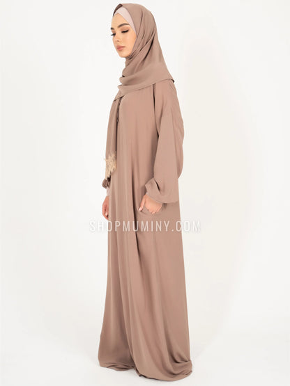 One-Piece Prayer Dress With Scarf: Desert Sand - Handmade One-Piece Prayer Dress With Scarf from Muminy