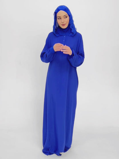 Hooded One-Piece Prayer Dress: Royal Sapphire